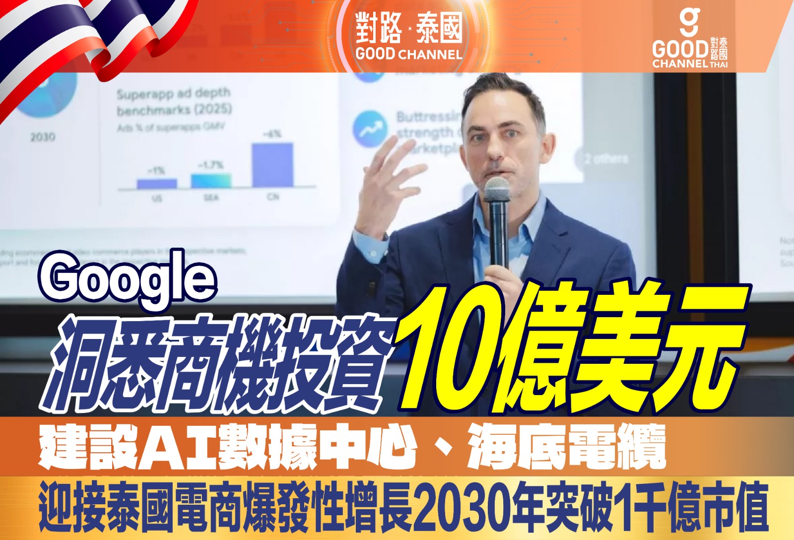 Google 洞悉商機投資10億美元 建設AI數據中心、海底電纜 迎接泰國電商爆發性增長 2030年突破1千億市值