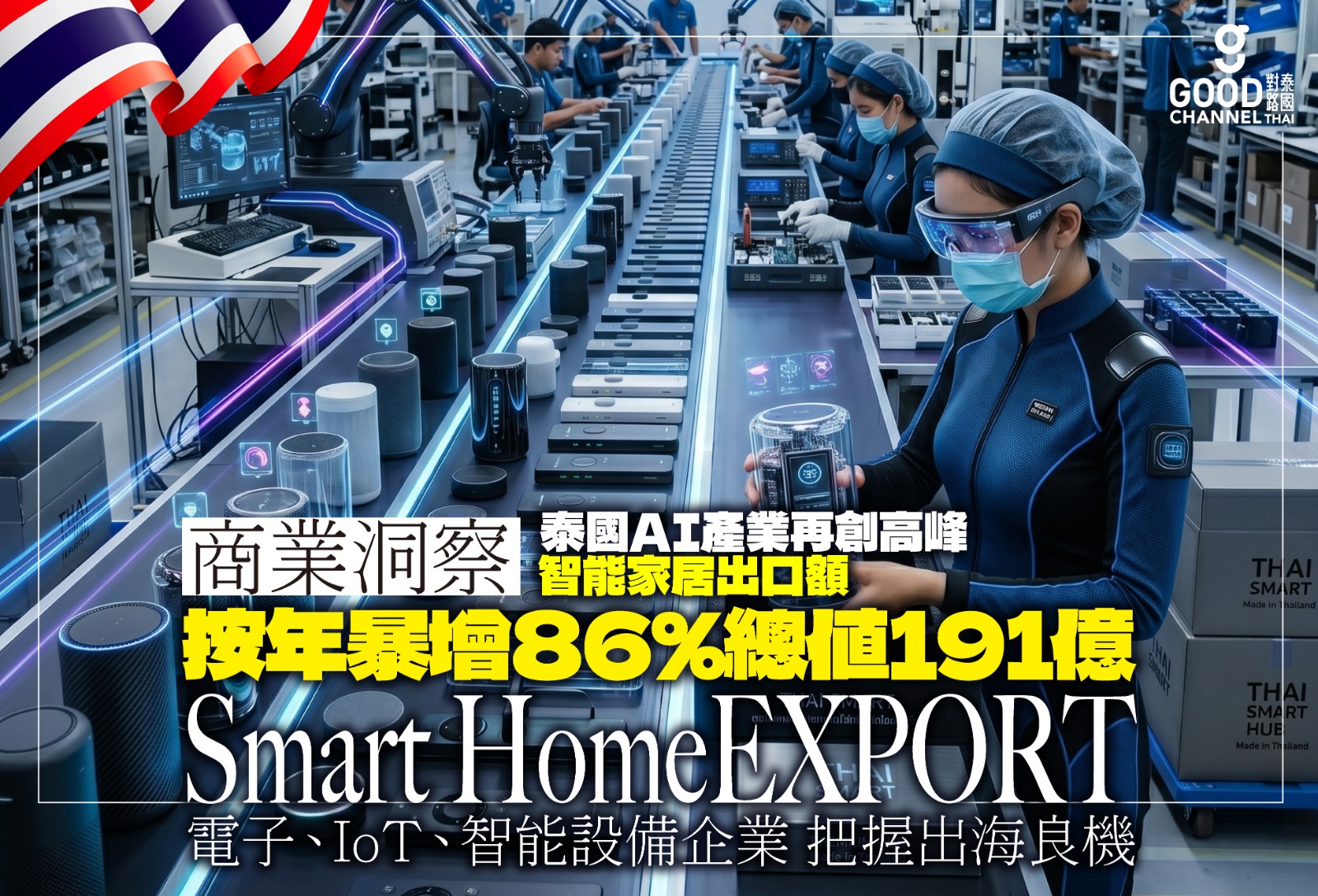 【商業洞察】 泰國 AI 產業再創高峰 智能家居出口額按年暴增86% 總值191億 電子、IoT、智能設備企業 把握出海最佳機遇